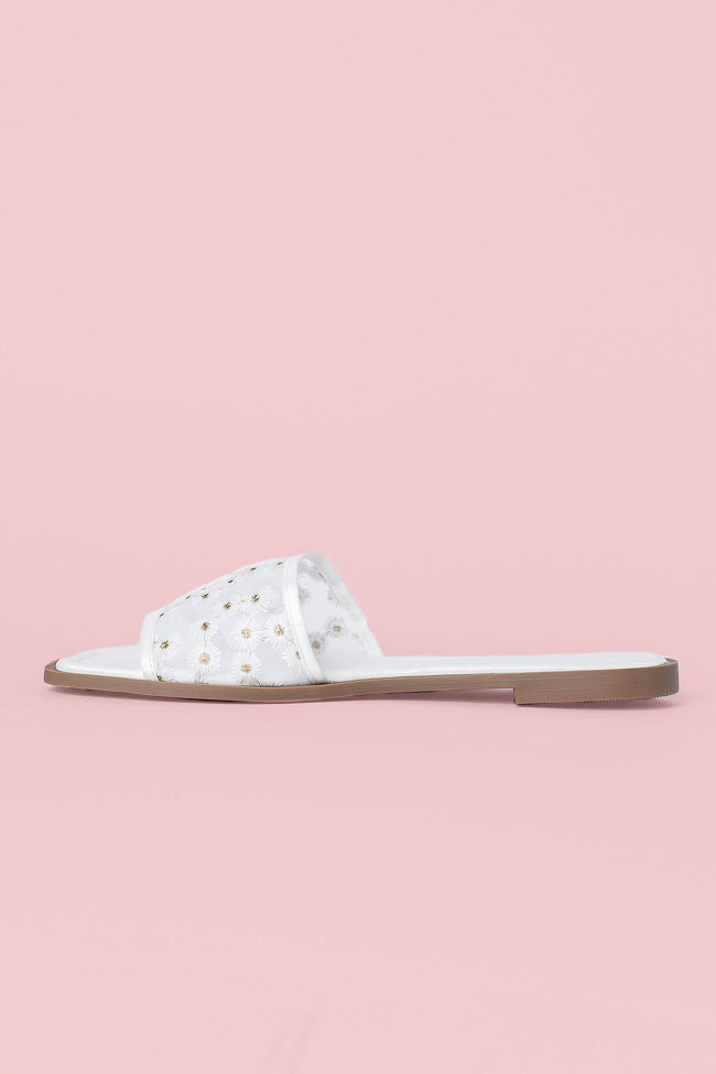 Adeline White Mesh Floral Sandals FINAL SALE - Image 4