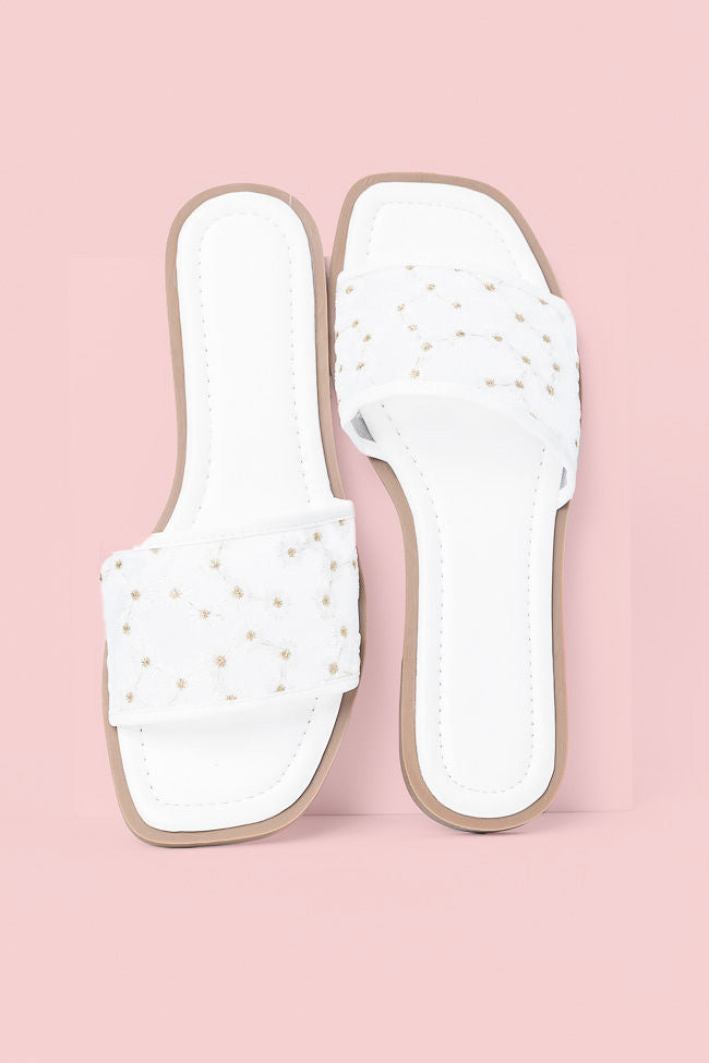 Adeline White Mesh Floral Sandals FINAL SALE
