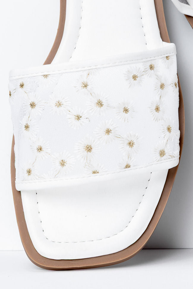 Adeline White Mesh Floral Sandals FINAL SALE - Image 5