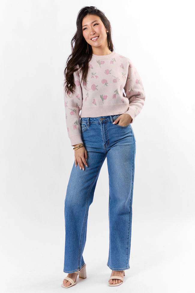 Grand Measures Light Pink Floral Sweater FINAL SALE - Image 3