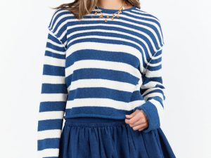 All Decked Out Navy Lightweight Striped Sweater FINAL SALE