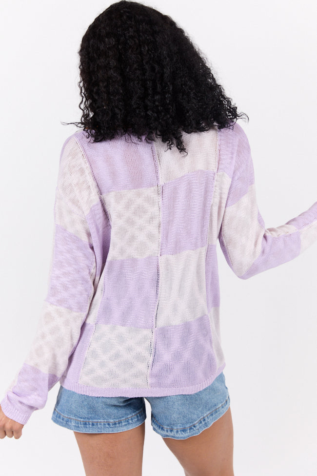 Sunset Key Purple Checkered Sweater FINAL SALE - Image 5
