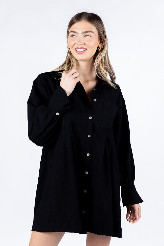 Write This Down Black Button Up Shirt Dress FINAL SALE - Image 4