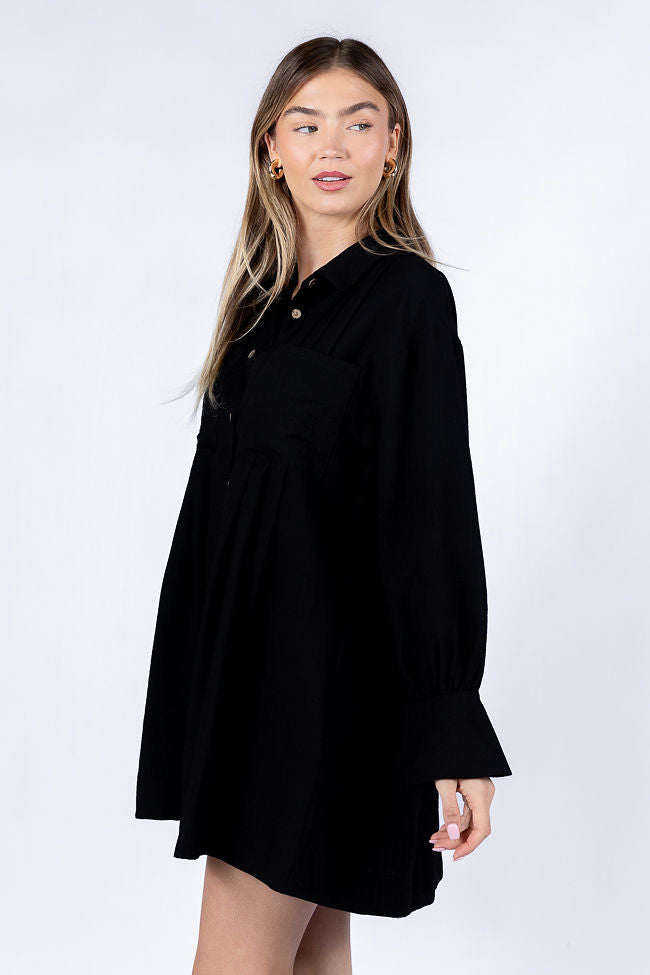 Write This Down Black Button Up Shirt Dress FINAL SALE - Image 6