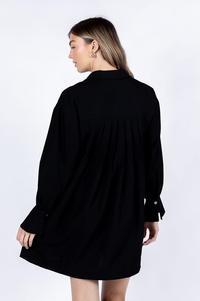 Write This Down Black Button Up Shirt Dress FINAL SALE - Image 7