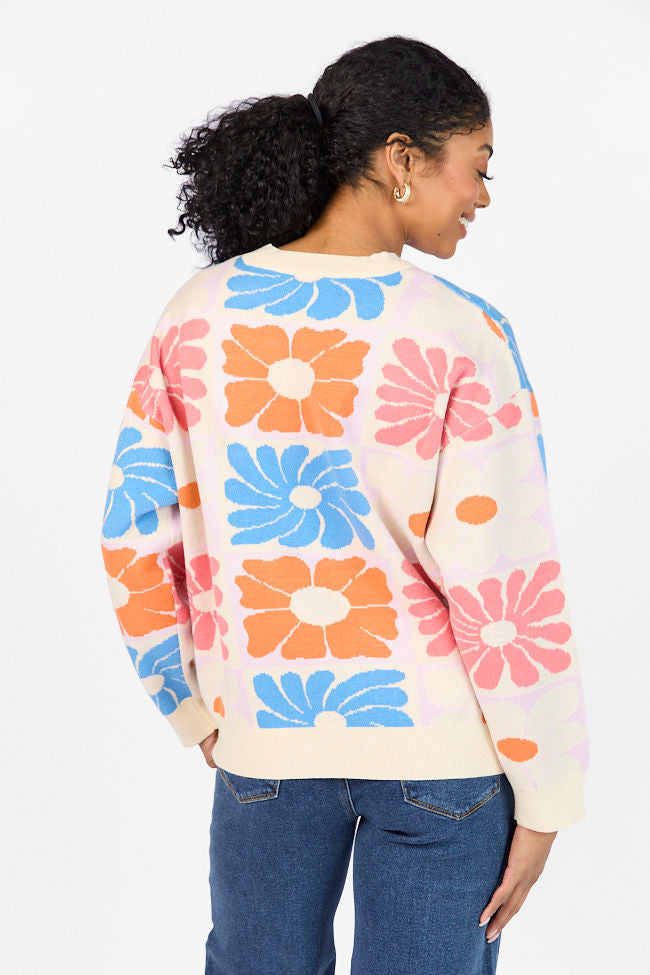 Gracious Gardens Blue Multi Block Floral Sweater FINAL SALE - Image 7