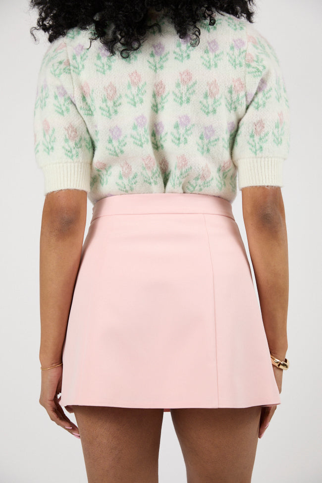 Back To You Blush Bow Detail Lace Inset Mini Skirt FINAL SALE - Image 4