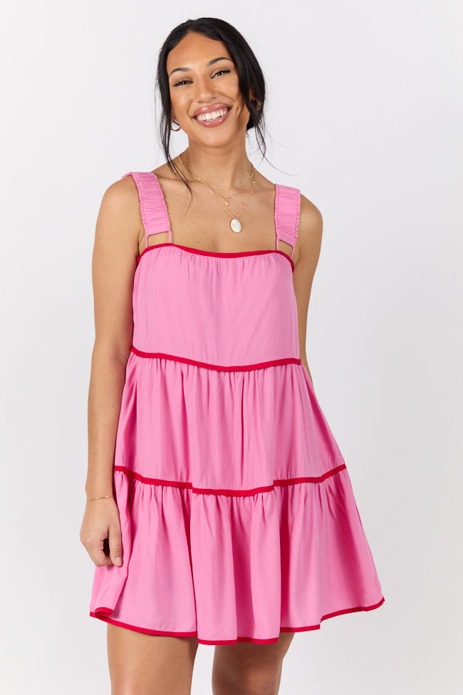 Essential Love Pink Contrast Trim Mini Romper Dress FINAL SALE