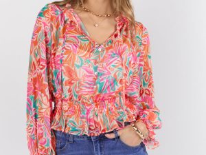 Take Me To The Tropics Multi Print Blouse With Cami Lining FINAL SALE