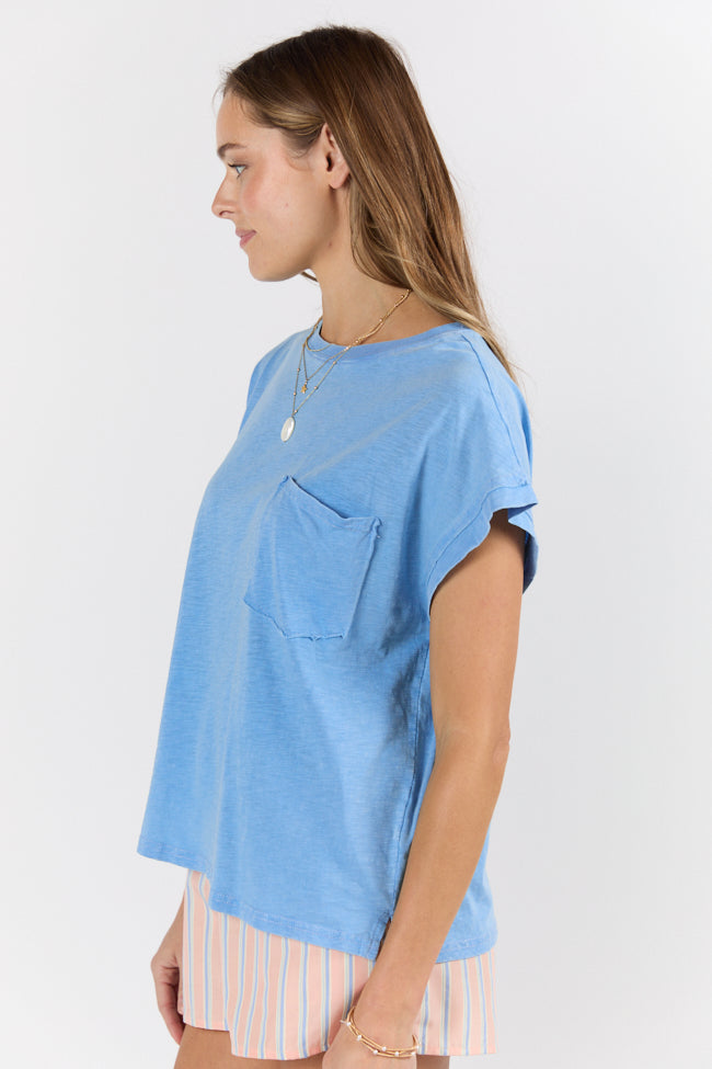 All Washed Up Blue Knit Pocket Tee FINAL SALE - Image 4