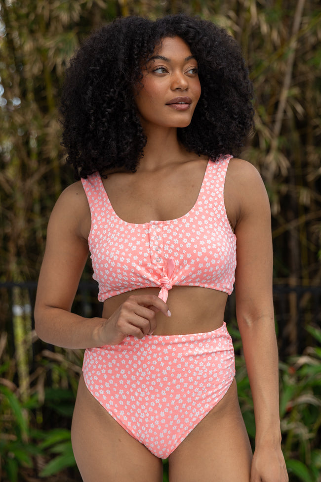Botanical Bay Coral Floral Bikini Top FINAL SALE - Image 2