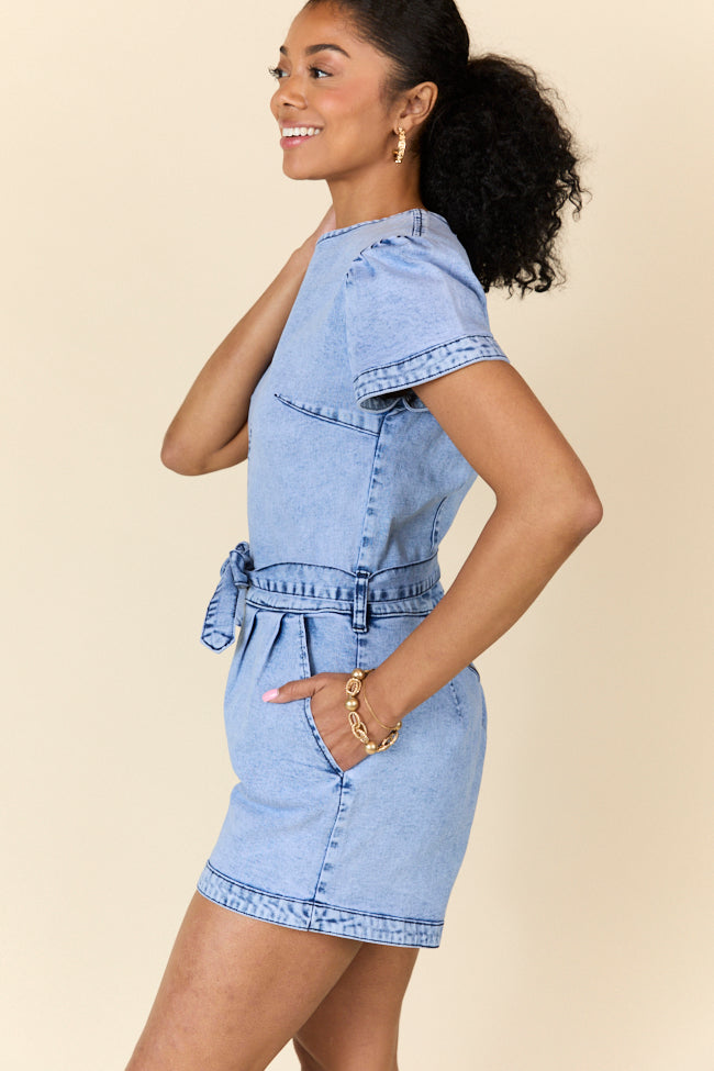 Whens Intermission Denim Short Sleeve Romper FINAL SALE - Image 4