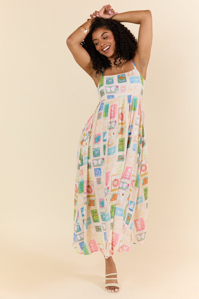 World Traveler Stamp Print Midi Dress FINAL SALE - Image 3