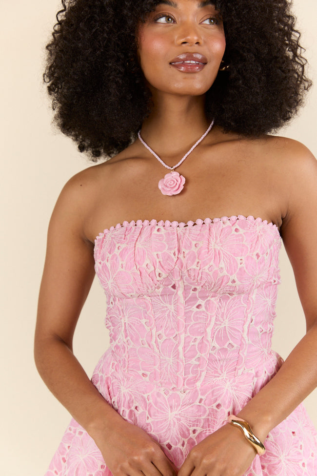 Sunlit Garden Pink Floral Lace Romper FINAL SALE - Image 2