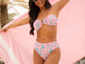 Current Events Floral Multi Ring Detail Bikini Top FINAL SALE