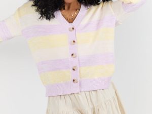 Simple Request Purple Multi Striped Cardigan FINAL SALE