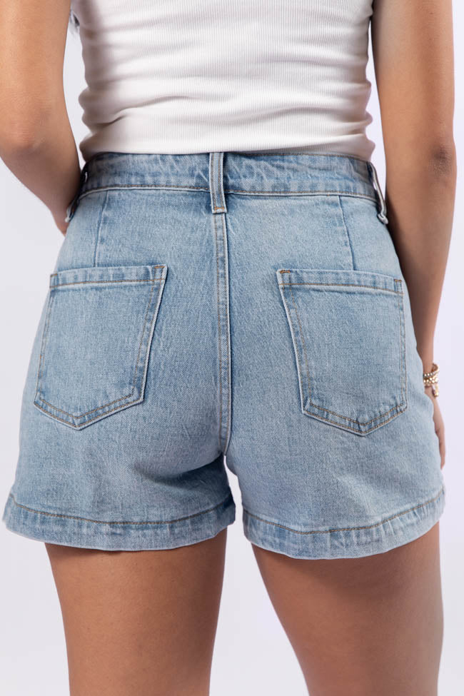 Come As You Are Light Wash Relaxed Fit Denim Shorts FINAL SALE - Image 4