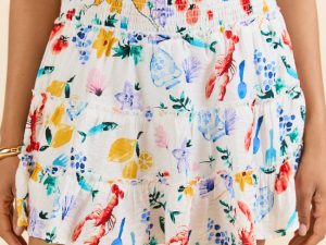 Through The Garden Ivory Multi Icon Mini Skort FINAL SALE