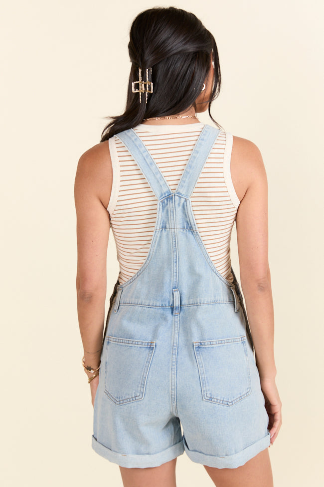 Amy Jo Medium Wash Distressed Cuffed Overalls FINAL SALE - Image 4