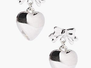 Heart and Bow Silver Earrings FINAL SALE