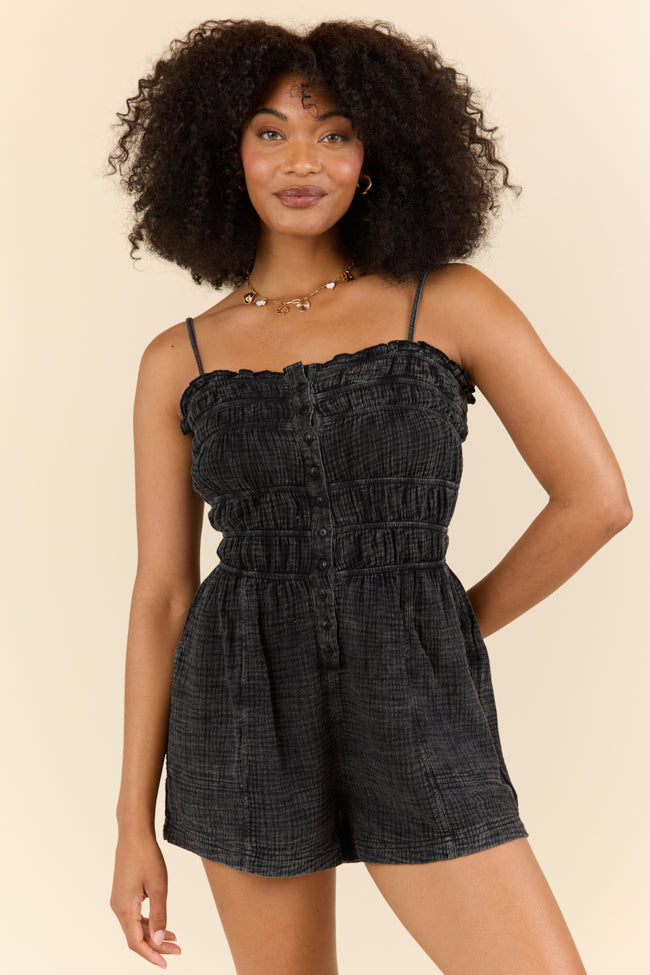 Make The Time Black Gauze Smocked Romper FINAL SALE