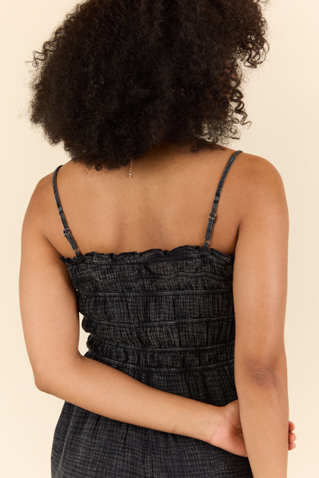 Make The Time Black Gauze Smocked Romper FINAL SALE - Image 5