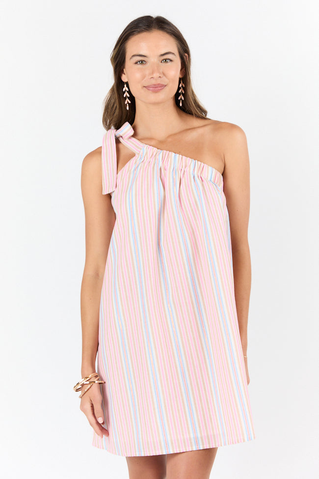 All Day Long Multi Striped One Shoulder Mini Dress FINAL SALE - Image 2