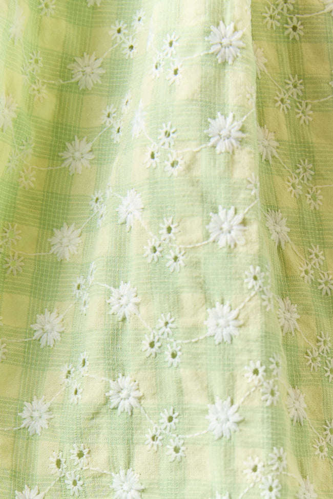 Wandering Hearts Green Eyelet Gingham Dress FINAL SALE - Image 6