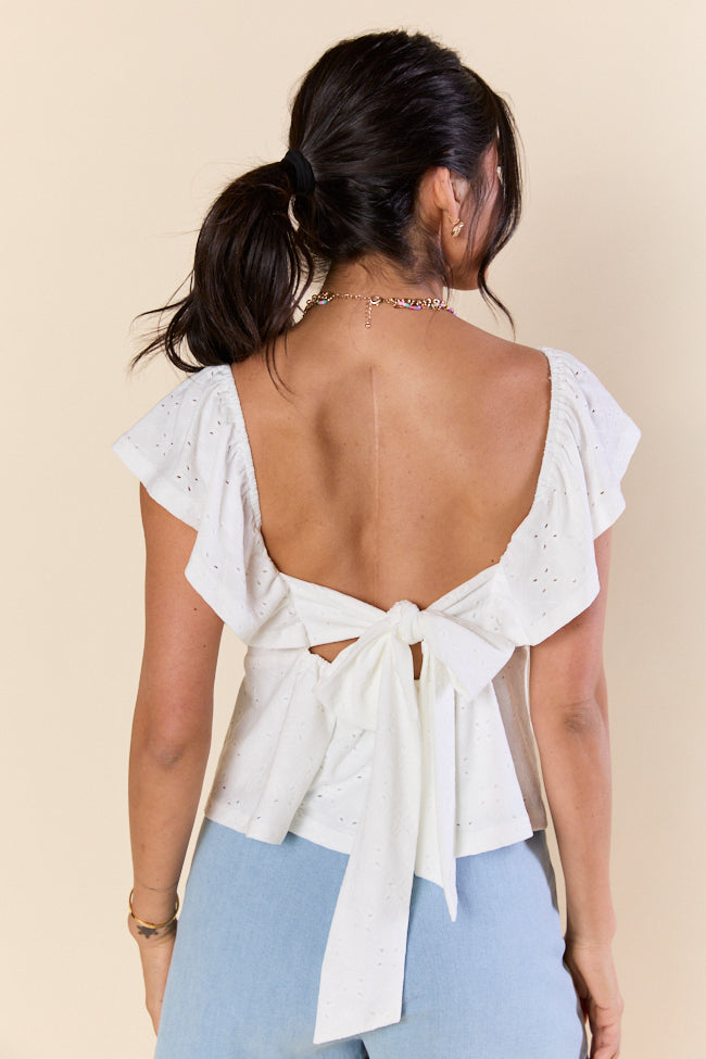 When We Met Ivory Eyelet Tie Back Padded Tank Top FINAL SALE - Image 2