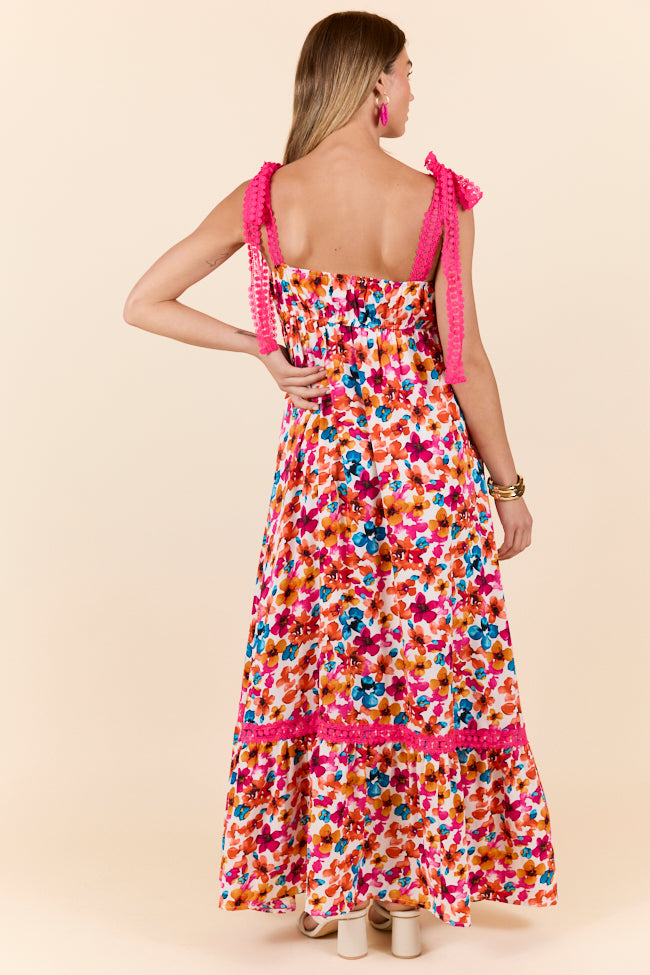 Come Along With Me Pink Trim Floral Maxi Dress FINAL SALE - Image 5