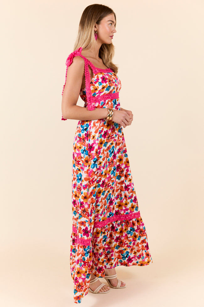 Come Along With Me Pink Trim Floral Maxi Dress FINAL SALE - Image 4