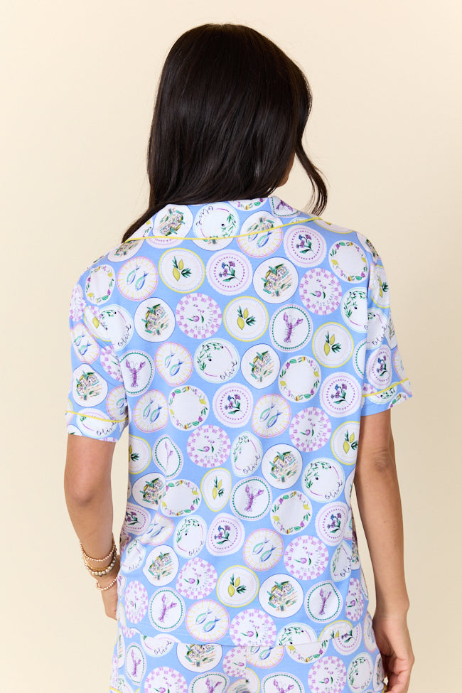 Under The Stars Decorative Plate Print Bamboo Pajama Top FINAL SALE - Image 5