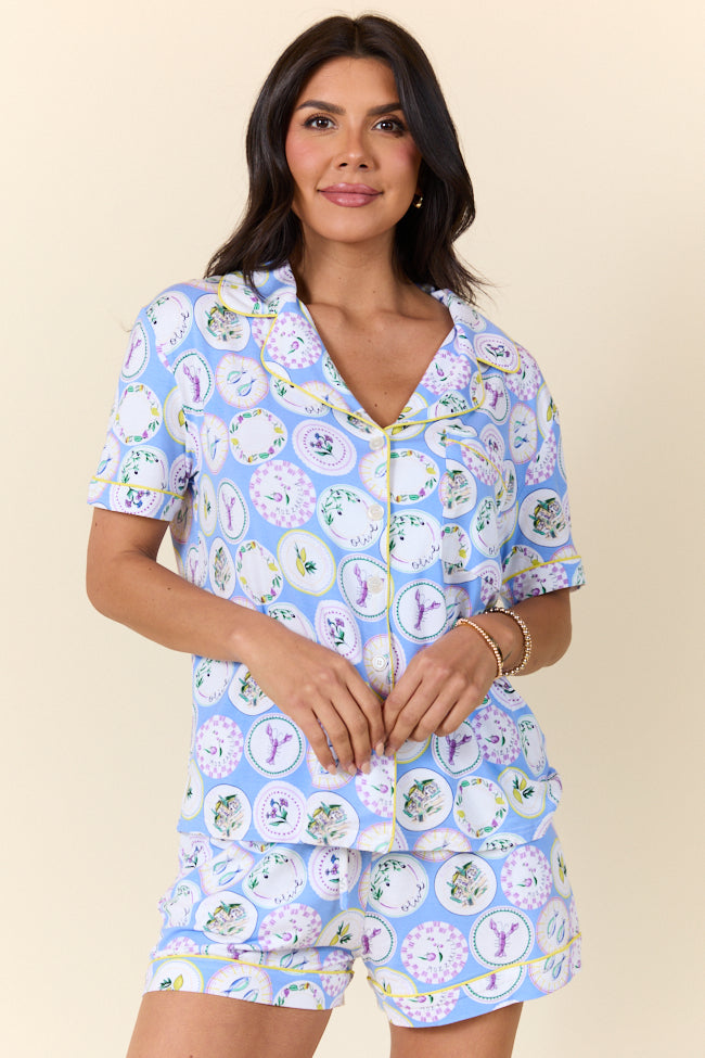 Under The Stars Decorative Plate Print Bamboo Pajama Top FINAL SALE - Image 3