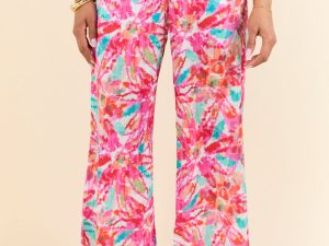 Paddle Out Pink Floral Printed Pull On Pants FINAL SALE