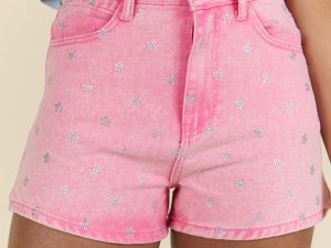 Starstruck Pink Embellished Star Denim Shorts FINAL SALE
