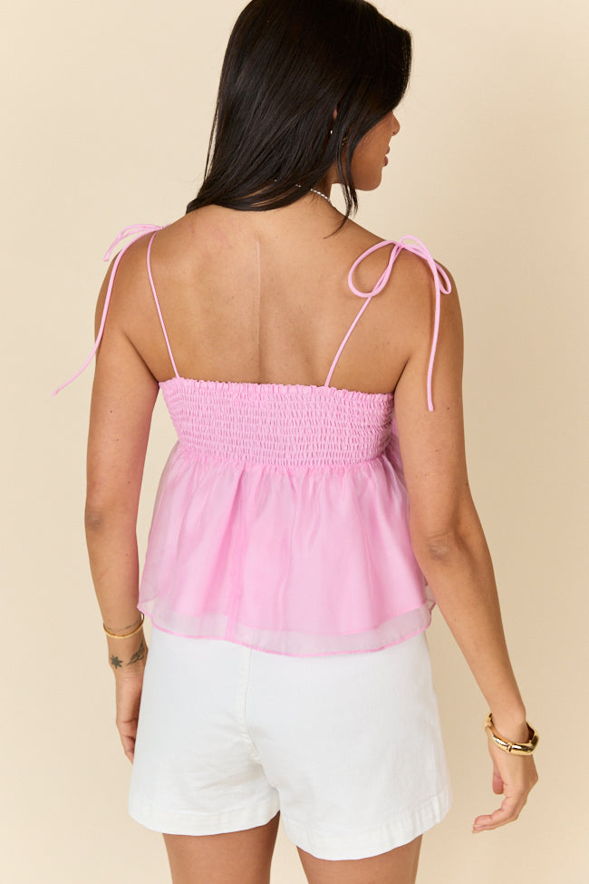 Be Seen Pink Woven Bow Tank FINAL SALE - Image 5