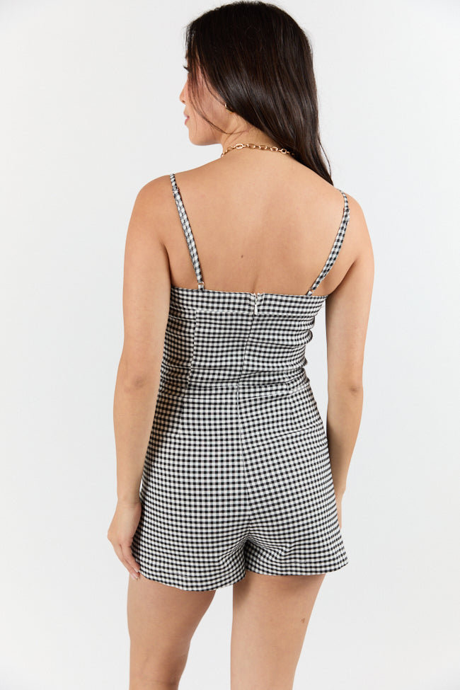 Checked Charm Black and White Gingham Romper FINAL SALE - Image 6