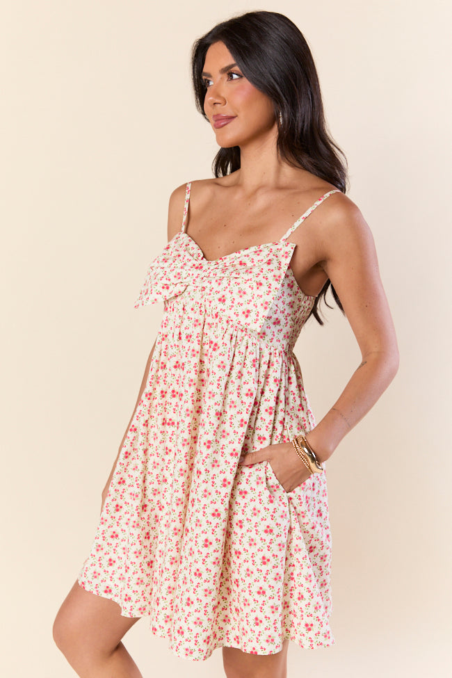 Tied Touch Floral Big Bow Mini Dress FINAL SALE - Image 3