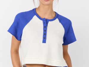 Outfield Angel Cobalt and Cream Color Block Tee FINAL SALE