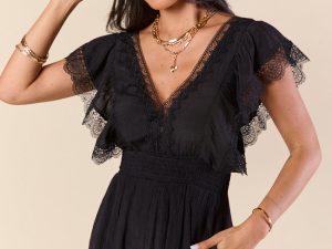 Evie Black Lace Romper FINAL SALE