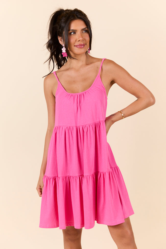 Dockside Drinks Pink Mini Tiered Knit Dress FINAL SALE