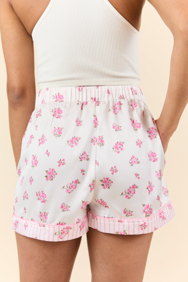 Sleep On My Side Pink Floral Satin Pajama Shorts FINAL SALE - Image 4