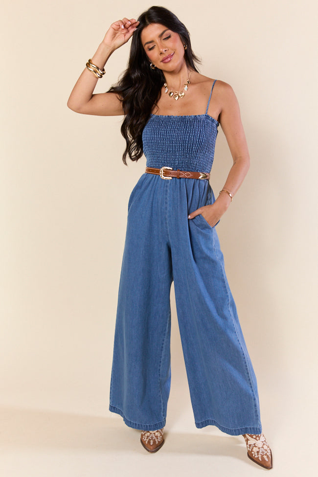 Showstopper Denim Smocked Jumpsuit FINAL SALE