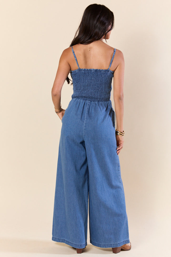Showstopper Denim Smocked Jumpsuit FINAL SALE - Image 4