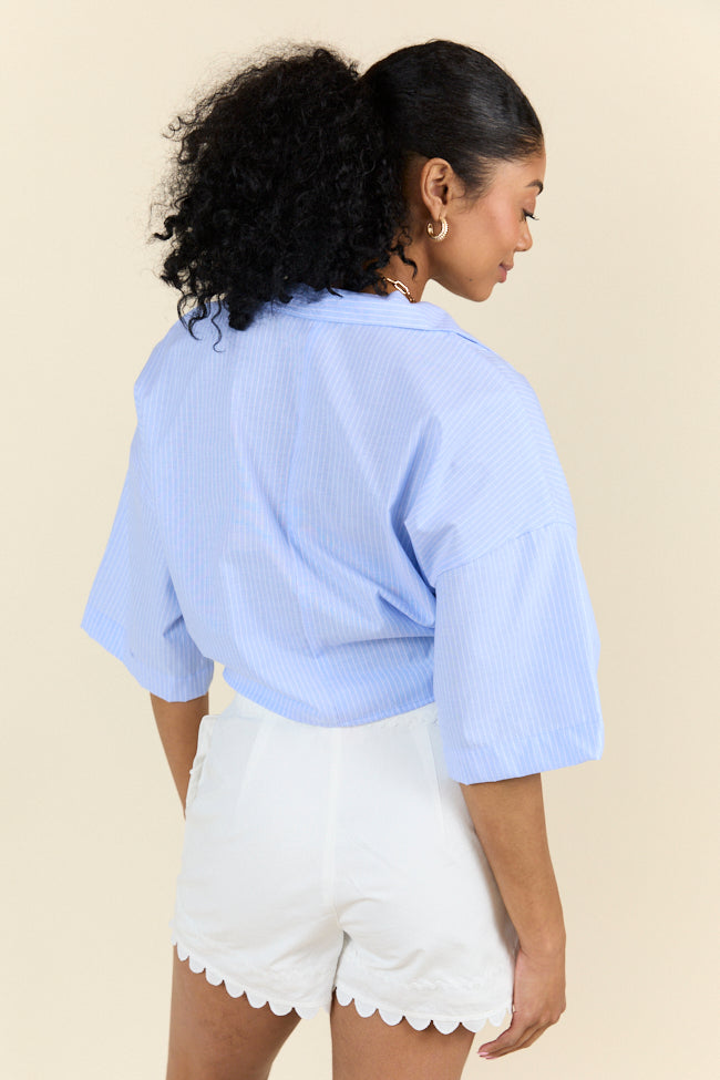 Best Dressed Blue Tie Woven Top FINAL SALE - Image 5