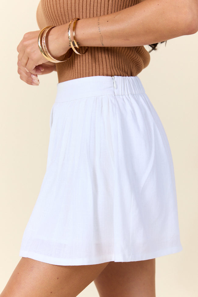 All Along White Pleated Shorts FINAL SALE - Image 3