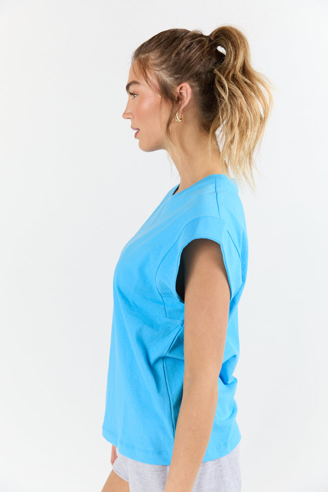 Classic Aqua Cap Sleeve Knit T Shirt FINAL SALE - Image 4