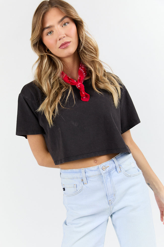 As Cool As It Gets Light Black Cropped Knit T Shirt FINAL SALE