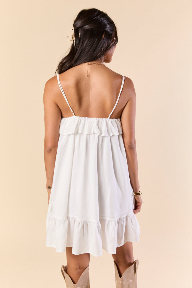 Clean Slate Ruffle Trim White Dress FINAL SALE - Image 4
