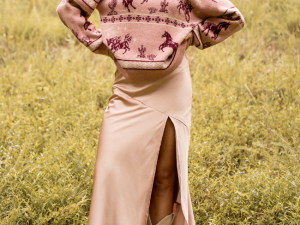 Gigi Blush Side Slit Skirt